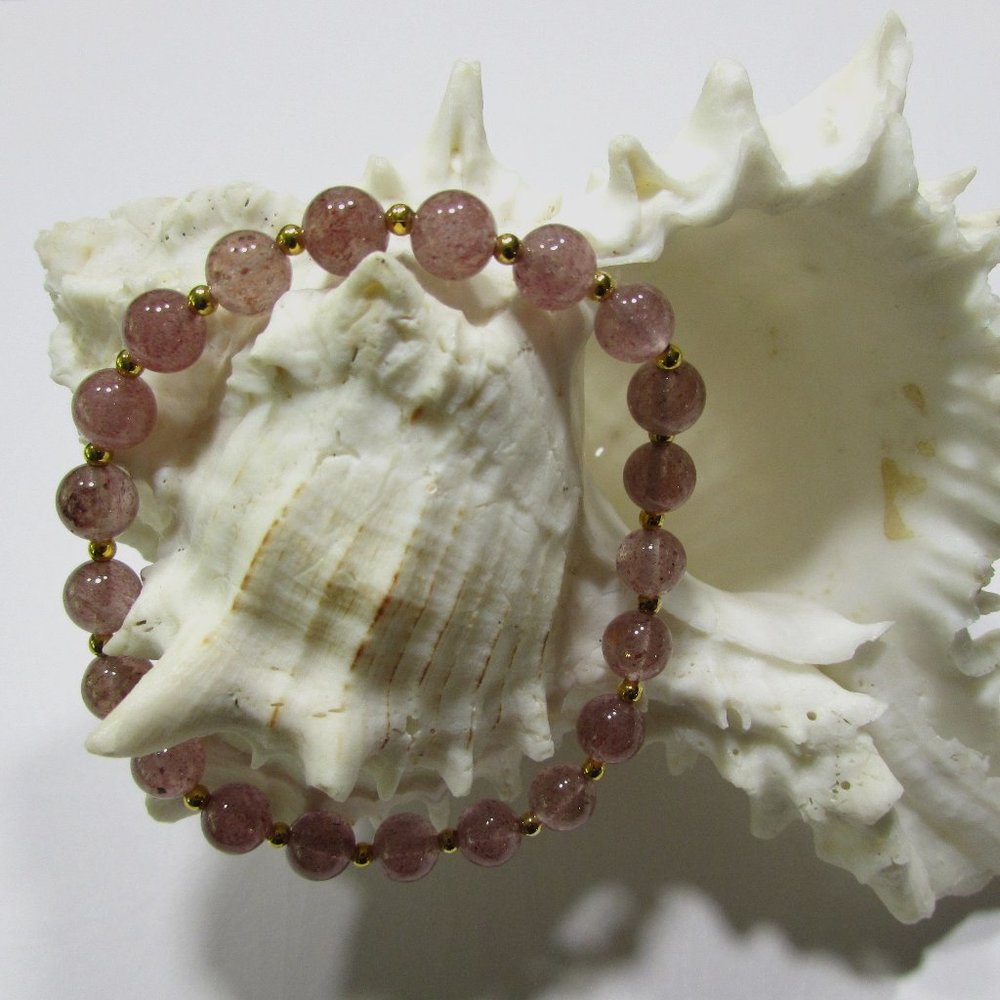 Natural Strawberry Quartz Gemstone Bracelet